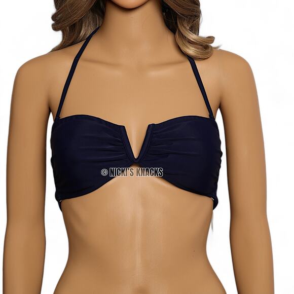 Sun & Sea Strappy Convertible Two Piece Bikini Halter Strapless Navy Blue Size M - Picture 4 of 14